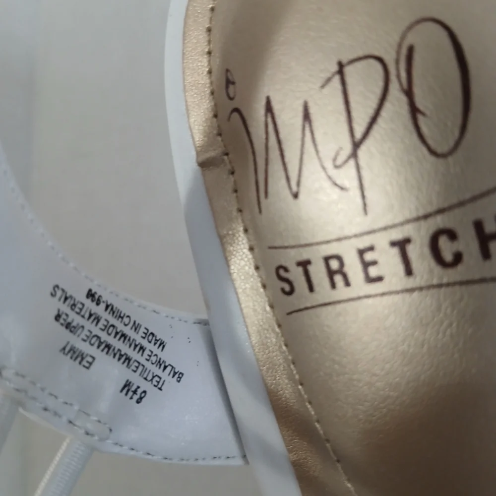Impo Emmy White Stretch 2.5 Heel Sandal Size 8.5 Memory Foam Elastic - Picture 6 of 13